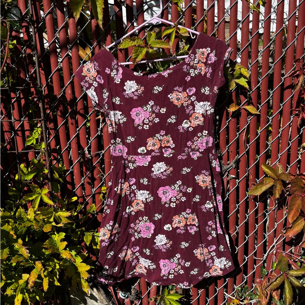 Arizona Jean Company Floral Mini Dress - Burgundy and Pink